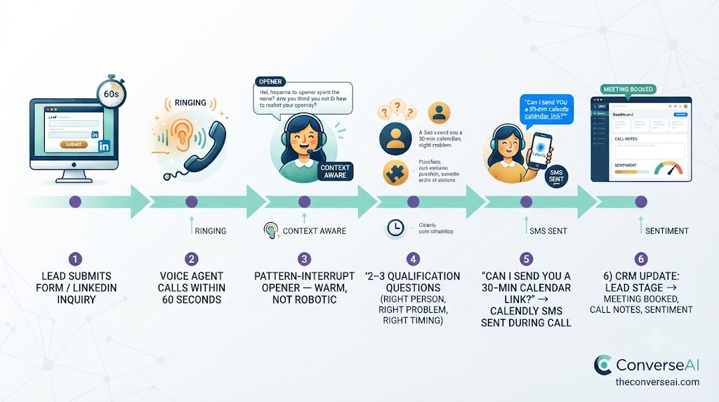 Sales booking voice agent flow: lead submission to Calendly booking in under 3 minutes